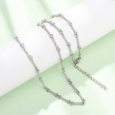 3.5MM 304 Stainless Steel Twisted Bar Link Chain Necklaces for Women Men LS-NJEW-F365-01P-1