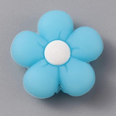 Flower Luminous Silicone Beads SIL-WH0008-37J-1