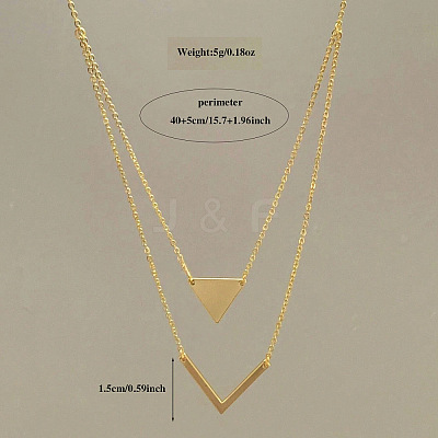 Triangle & Letter V Pendant Alloy Double Layer Necklaces for Women FS-WGE5888-02-1