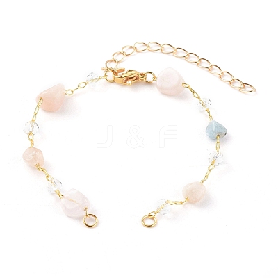 Nuggets Natural Morganite Beaded Bracelet Makings AJEW-JB00953-01-1