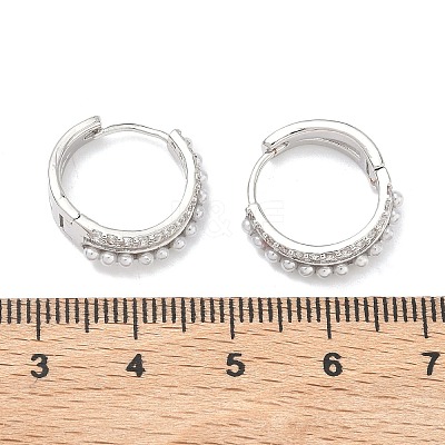 Two-layer Brass Micro Pave Clear Cubic Zirconia Hoop Earrings EJEW-C181-03P-1