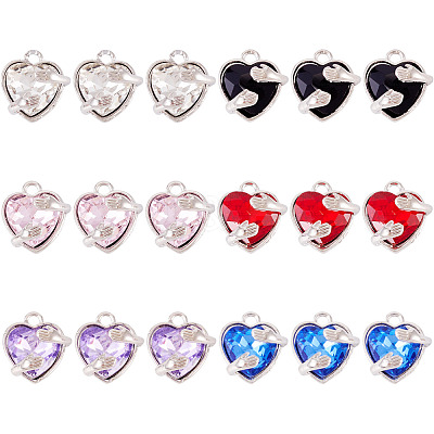 18Pcs 6 Colors Alloy Glass Charms FIND-TA0009-91P-1