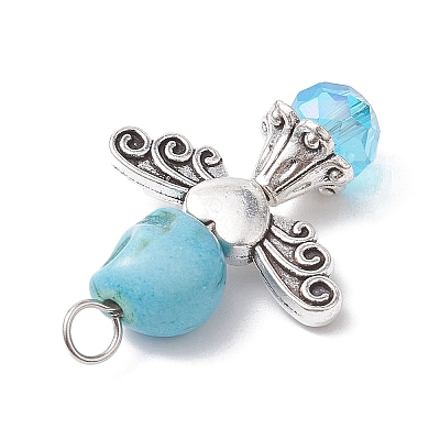 Synthetic Turquoise & Glass Pendants PALLOY-TA00113-02-1