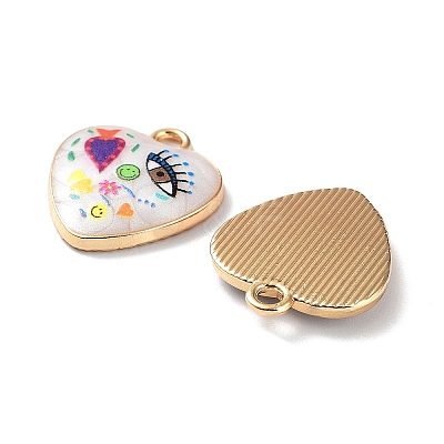Rack Plating Alloy Enamel Pendants FIND-E043-02KCG-1