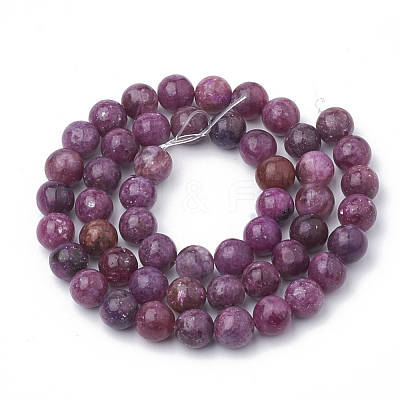 Natural Lepidolite/Purple Mica Stone Beads Strands G-T103-07-1
