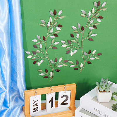 Iron Leaves Branch Wall Decorations AJEW-WH0513-30A-1