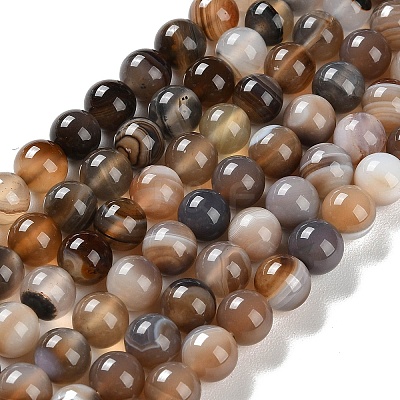 Natural Striped Agate/Banded Agate Beads Strands G-Z060-A01-B14-1