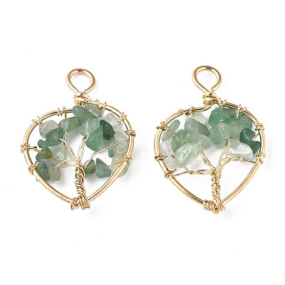 Natural Green Aventurine Pendants G-T131-97B-04-1