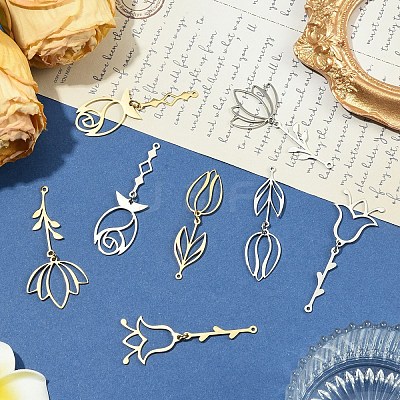 8Pcs 8 Styles Ion Plating(IP) 201 Stainless Steel Pendants STAS-YW0011-21-1