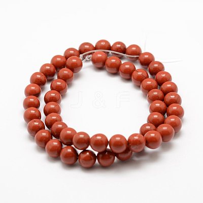 Natural Red Jasper Beads Strands X-G-E375-8mm-02-1