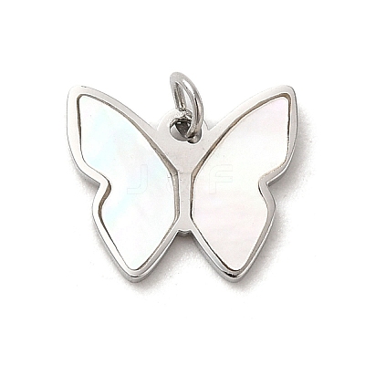 304 Stainless Steel with Shell Butterfly Charms STAS-K263-21P-1