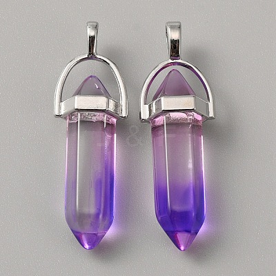 Glass Double Terminal Pointed Pendants G-WH0016-41J-1