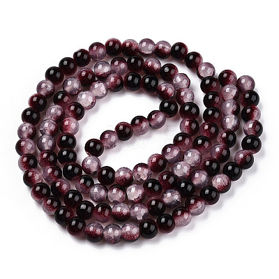 Crackle Baking Paint Imitation Jade Glass Beads Strands DGLA-T003-6mm-14-1