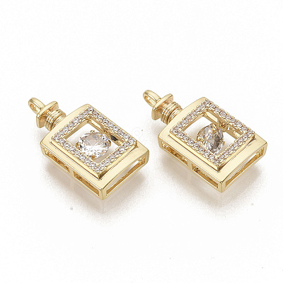 Brass Micro Pave Clear Cubic Zirconia Pendants ZIRC-T011-17G-NF-1