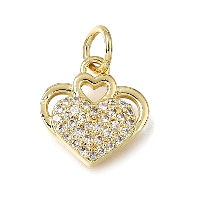 Brass Micro Pave Clear Cubic Zirconia Charms CU-L001-19G-02-1