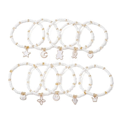 10Pcs 10 Styles Glass Seed Beads Stretch Bracelet Sets BJEW-MZ00095-1