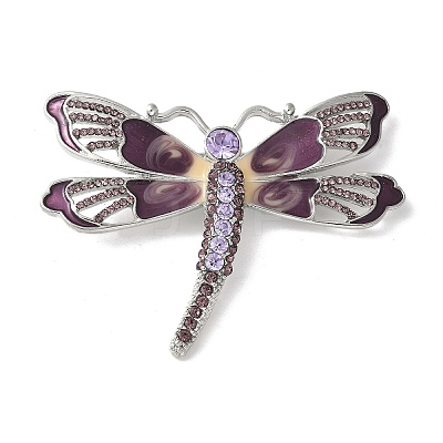Dragonfly Alloy Rhinestone Brooches for Backpack Clothes JEWB-M067-05B-P02-1