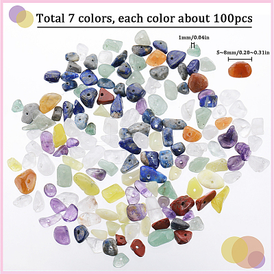7 Strands 7 Styles Chakra Natural Gemstone Chip Beads Strands G-SC0002-76-1