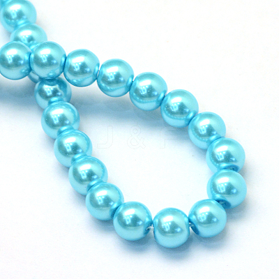 Baking Paint Pearlized Glass Pearl Round Bead Strands X-HY-Q003-4mm-48-1