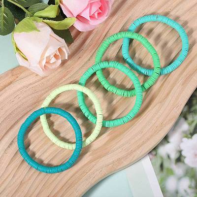 20Pcs 5 Colors Polymer Clay Heishi Surfer Stretch Bracelets Set BJEW-SW00132-1