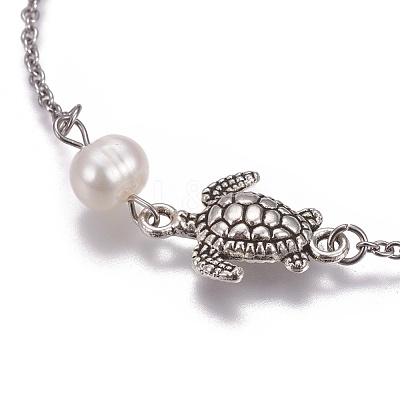 Stainless Steel Link Anklets AJEW-AN00253-1