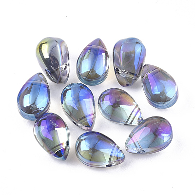 Electroplate Glass Charms EGLA-T014-04B-1