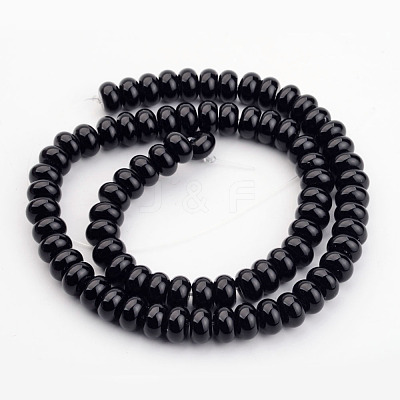 Natural Black Onyx Beads Strands G-H054-6x4mm-1