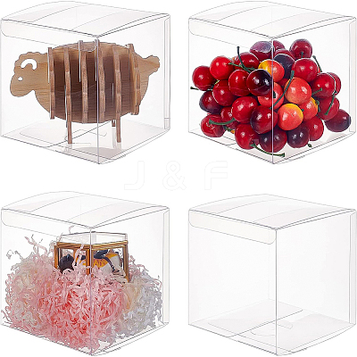 Transparent Plastic PET Box Gift Packaging CON-WH0052-12x12cm-1