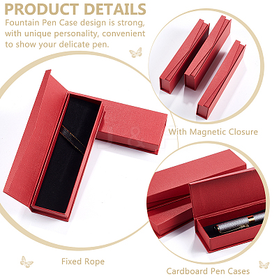 Rectangle Cardboard Pen Storage Boxes with Magnetic Flap Lid CON-WH0094-39-1