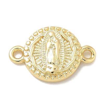 Rack Plating Brass Flat Round Connector Charms KK-L224-095G-03-1