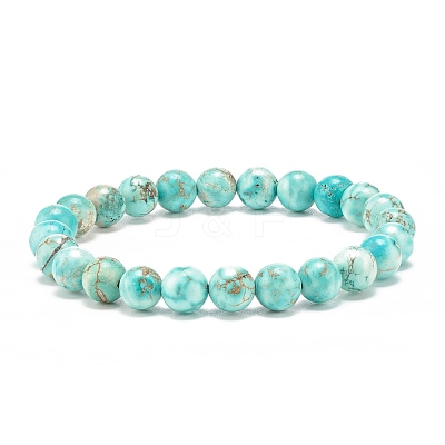 Natural Howlite Round Beaded Stretch Bracelet BJEW-JB08290-03-1