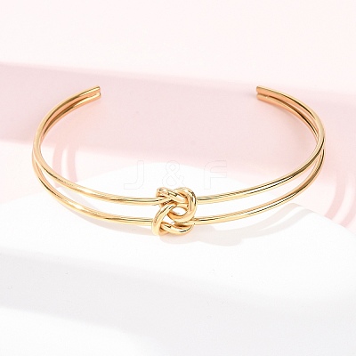 304 Stainless Steel Double Layers Cuff Bangles for Women BJEW-Z165-01G-1