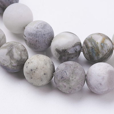 Natural Bamboo Leaf Agate Beads Strands G-J376-13F-8mm-1