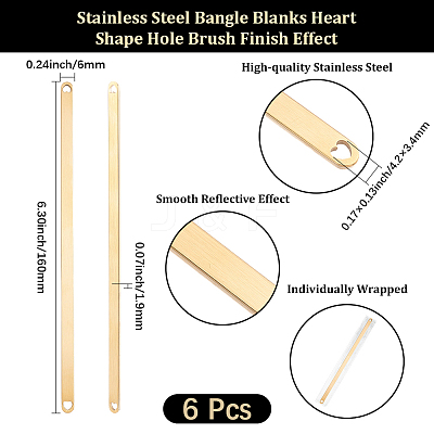 6Pcs Stainless Steel Blank Cuff Bangles MAK-BBC0001-32G-1