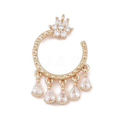 Brass Micro Pave Cubic Zirconia Pendants KK-F918-01KCG-1