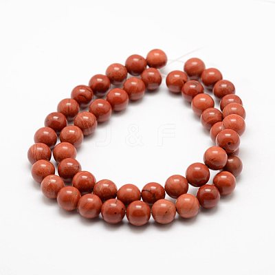 Natural Red Jasper Beads Strands X-G-E375-10mm-03-1