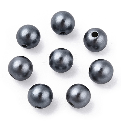 Spray Painted ABS Plastic Imitation Pearl Beads OACR-T015-05B-01-1