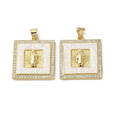 Brass Micro Pave Cubic Zirconia Pendants KK-D057-09G-1