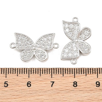Brass Micro Pave Clear Cubic Zirconia Connector Charms CU-CBA908F-04P-04-1