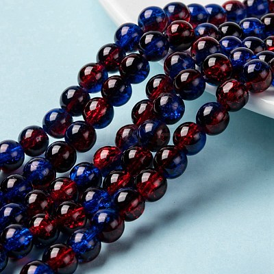 Spray Painted Crackle Glass Beads Strands CCG-Q002-8mm-12-1