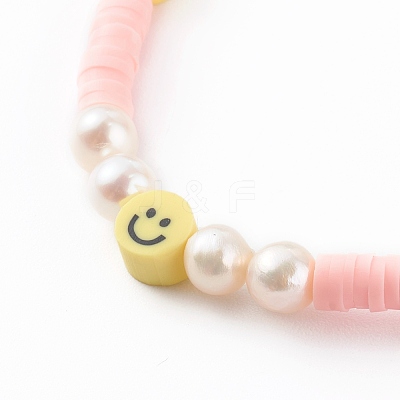 Handmade Polymer Clay Heishi Beaded Stretch Bracelets BJEW-JB06143-01-1