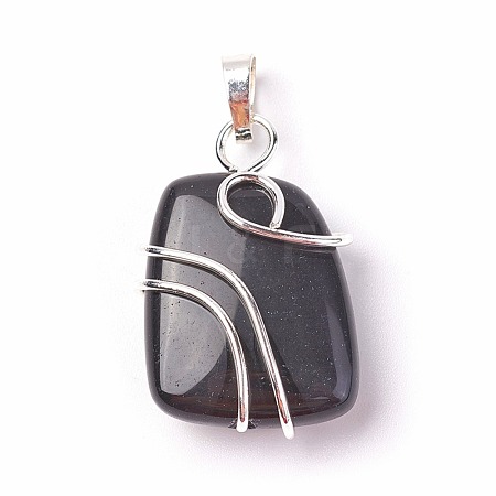 Natural Black Agate Pendants G-I220-D01-1