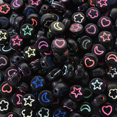Opaque Black Acrylic Beads SACR-YW0001-21A-1