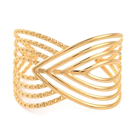 304 Stainless Steel Open Cuff Bangles for Women LS-BJEW-G711-01G-G-1