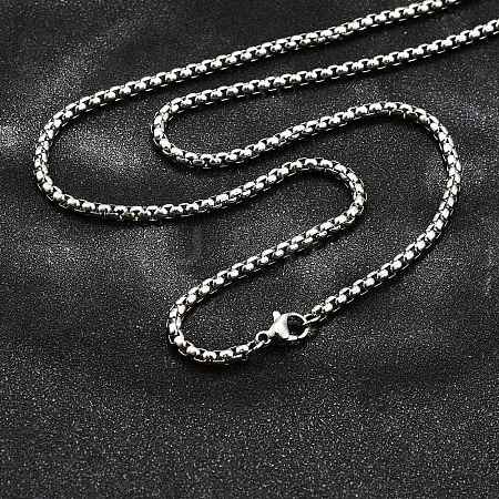 Non-Tarnish 304 Stainless Steel Box Chain Necklaces NJEW-O110-05I-P-1