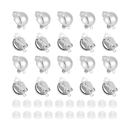 Unicraftale 30Pcs Half Round Brass Clip-on Earring Findings KK-UN0001-91P-1