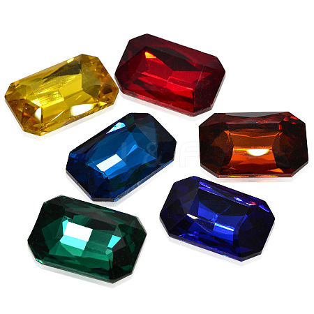 Faceted Rectangle Glass Pointed Back Rhinestone Cabochons RGLA-A017-18x27mm-SM-1
