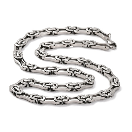 201 Stainless Steel Byzantine Chain Necklace NJEW-F222-17P-1