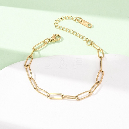 4MM 304 Stainless Steel Paperclip Chain Bracelets SA-CBA4160-22G-1