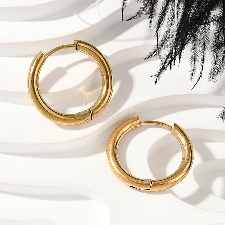 202 Stainless Steel Huggie Hoop Earrings X-EJEW-F111A-18mm-G-1